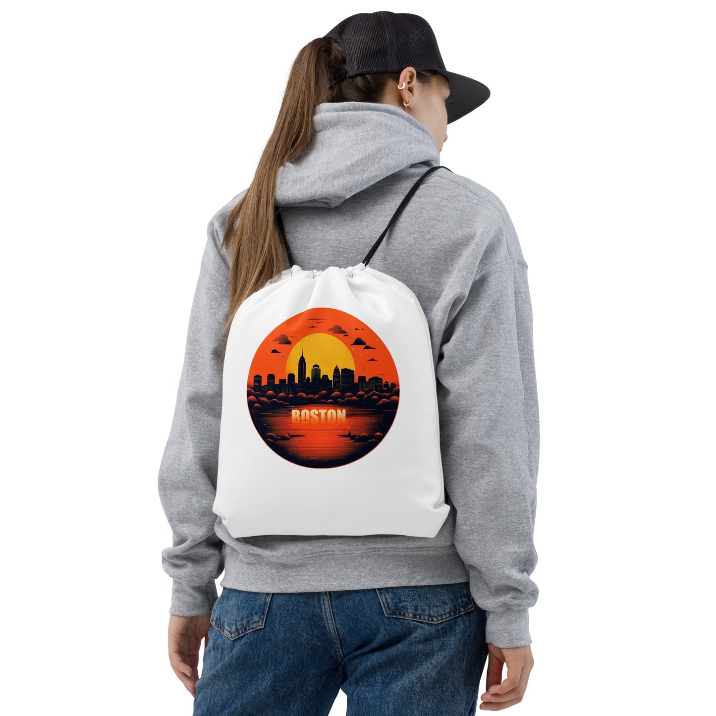 Boston Souvenir Drawstring bag