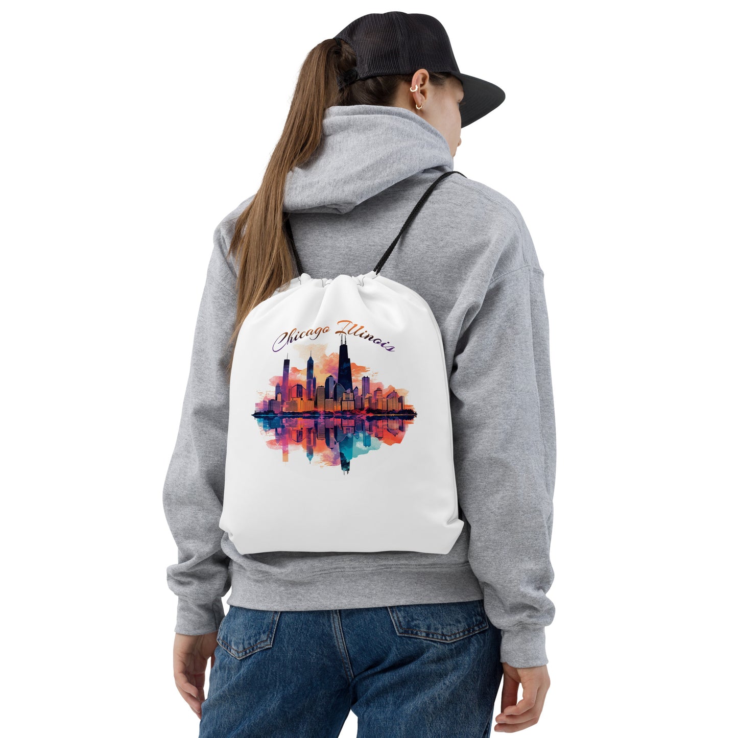 Chicago Illinois Souvenir Drawstring bag