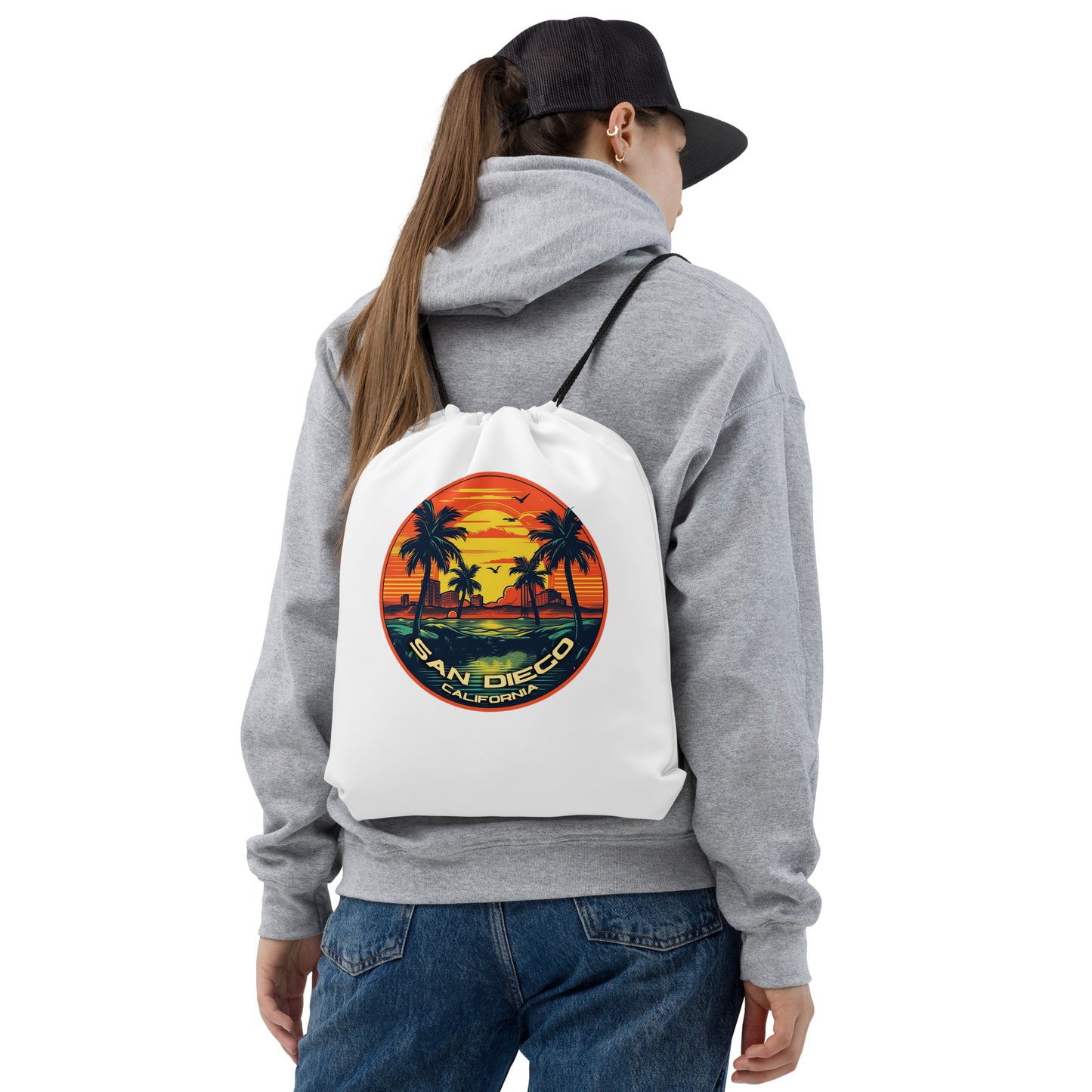 San Diego California Souvenir Drawstring bag