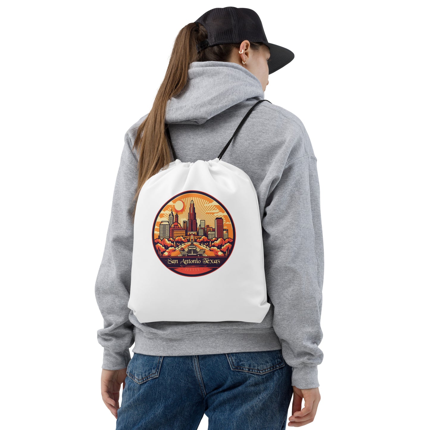 San Antonio Texas Souvenir Drawstring bag