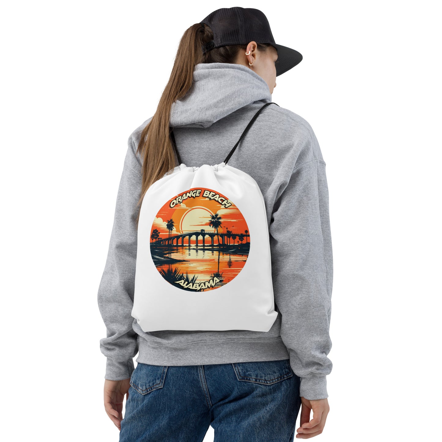 Orange Beach Alabama Souvenir Drawstring bag