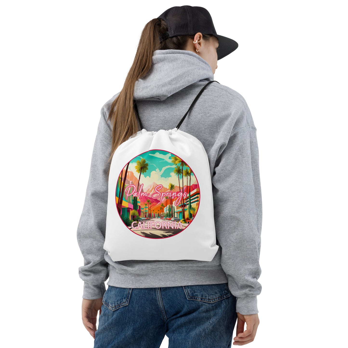 Palm Springs California Souvenir Drawstring bag