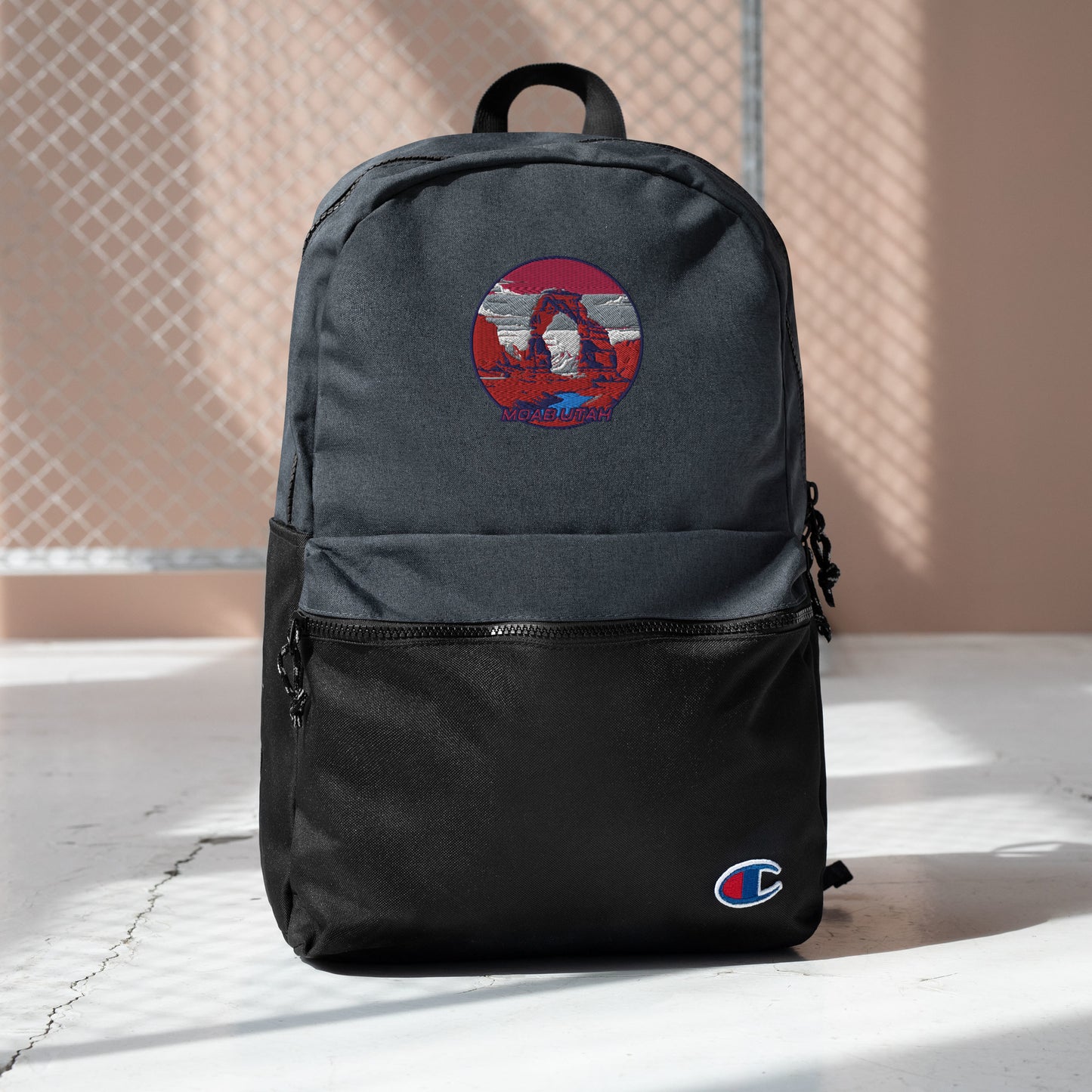 Moab Utah Souvenir Embroidered Champion Backpack