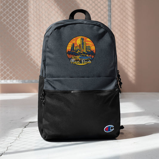 Miami Florida Souvenir Embroidered Champion Backpack