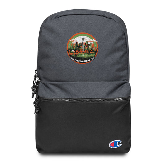 Seattle Washington Souvenir Embroidered Champion Backpack