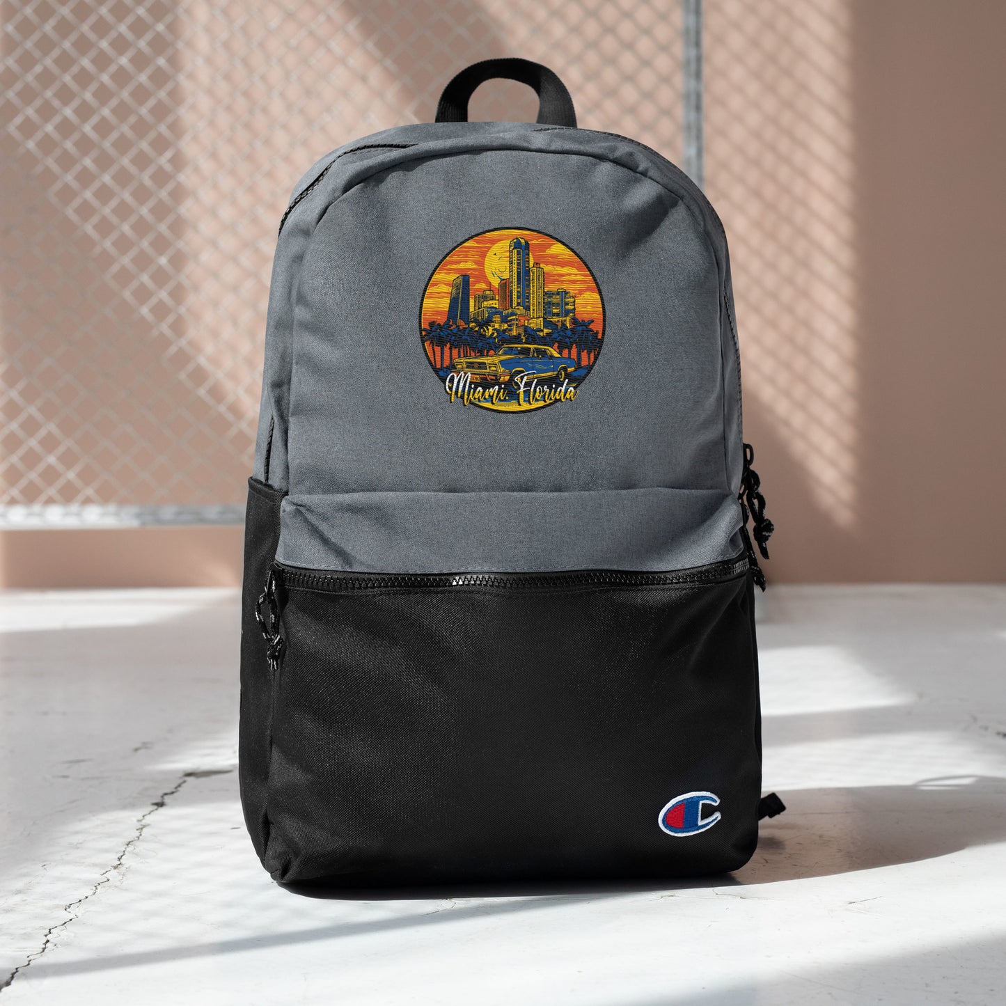 Miami Florida Souvenir Embroidered Champion Backpack