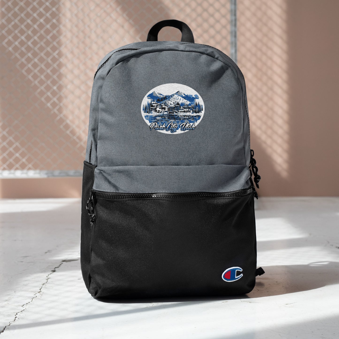 Park City Utah Souvenir Embroidered Champion Backpack