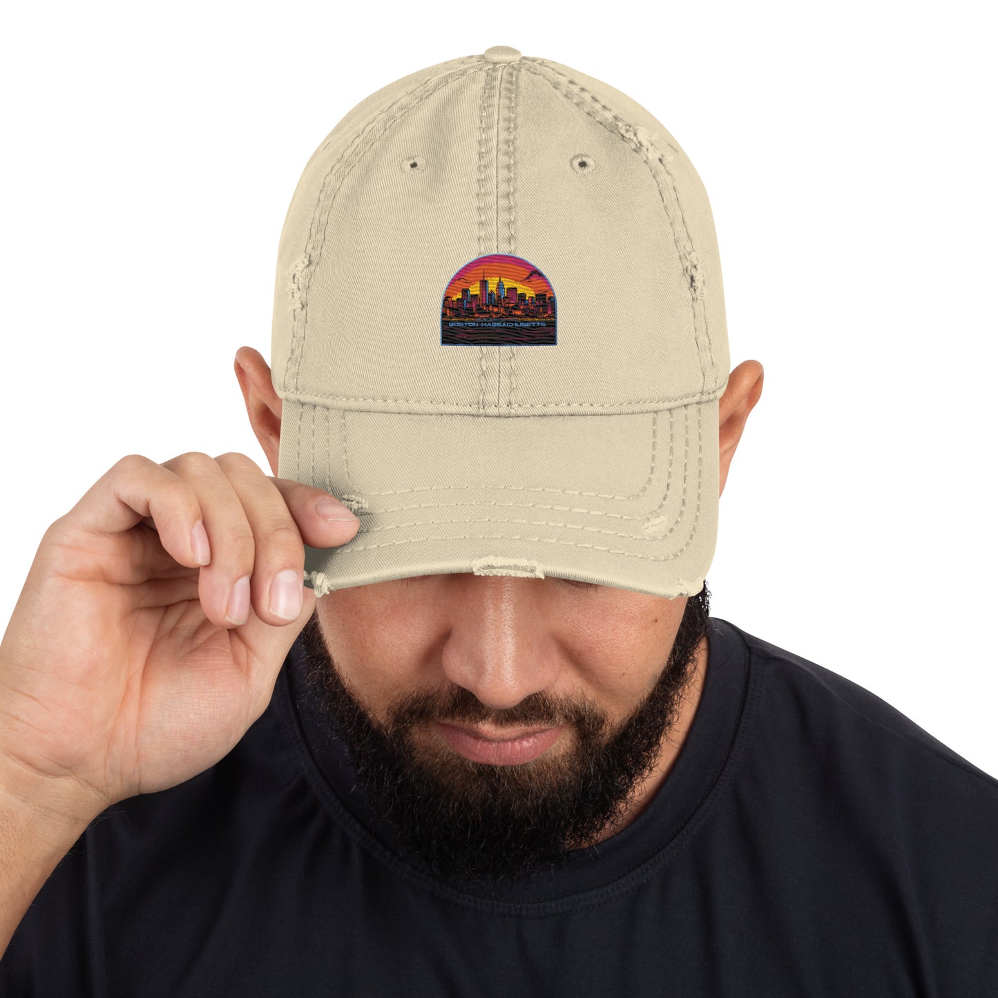 Boston Massachusetts Souvenir Distressed Dad Hat