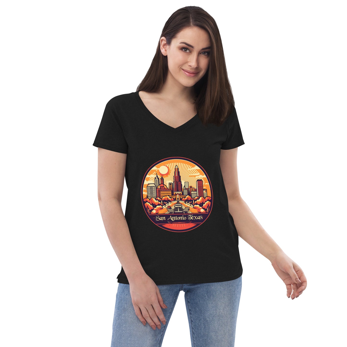 San Antonio Texas Souvenir Women’s recycled v-neck t-shirt