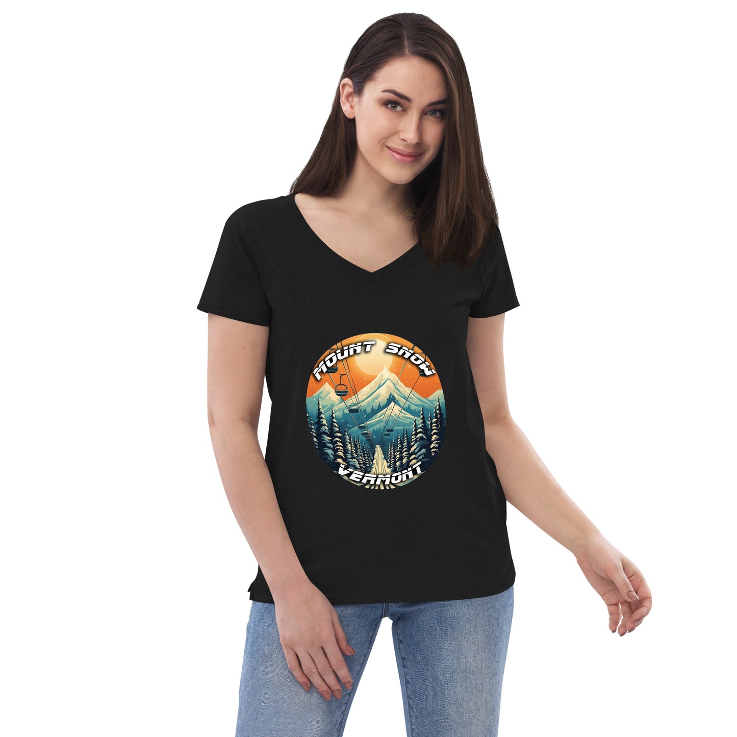 Mount Snow Vermont Souvenir Women’s recycled v-neck t-shirt