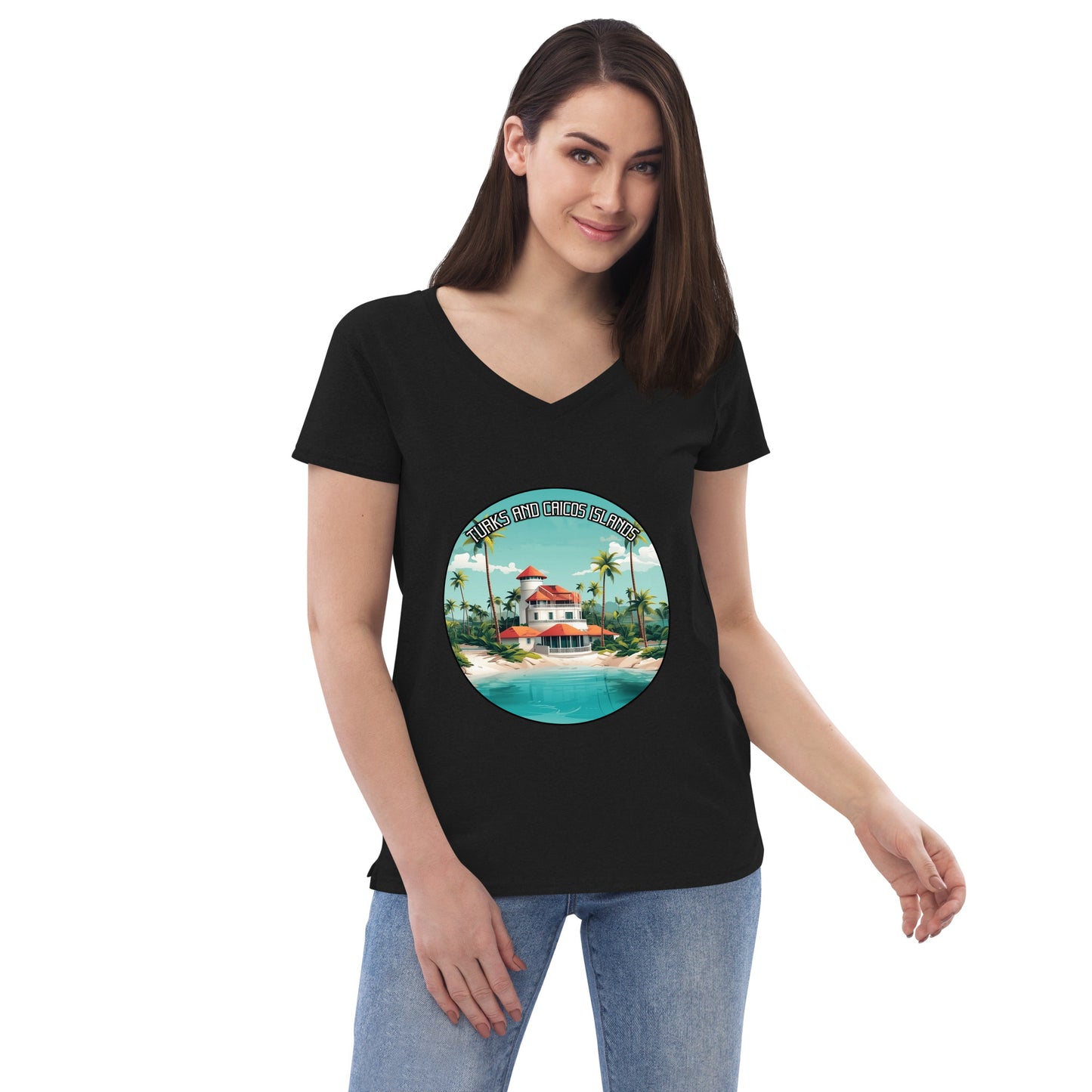 Turks and Caicos Islands Souvenir Women’s recycled v-neck t-shirt