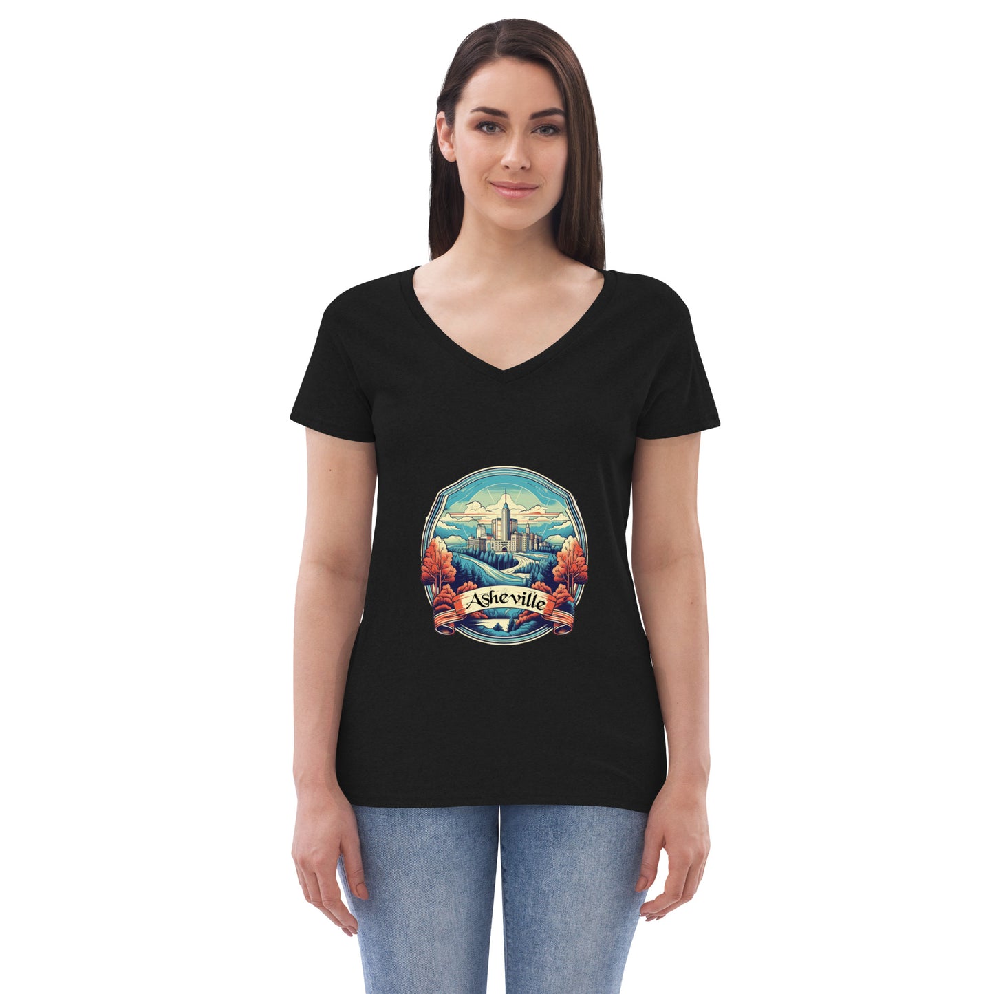 Asheville North Carolina Souvenir Women’s recycled v-neck t-shirt