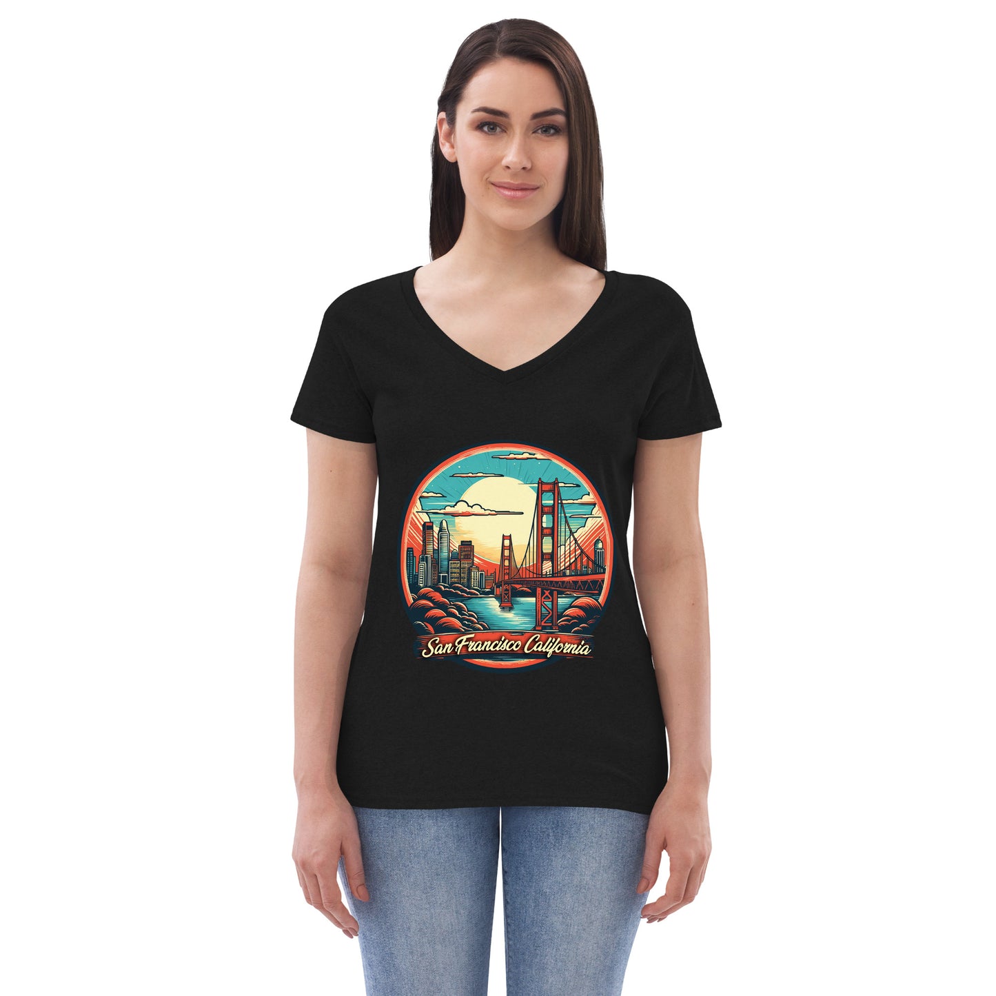 San Francisco California Souvenir Women’s recycled v-neck t-shirt