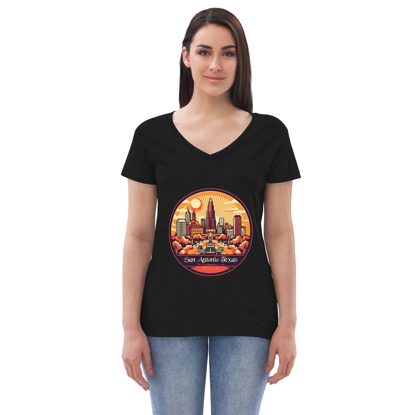 San Antonio Texas Souvenir Women’s recycled v-neck t-shirt