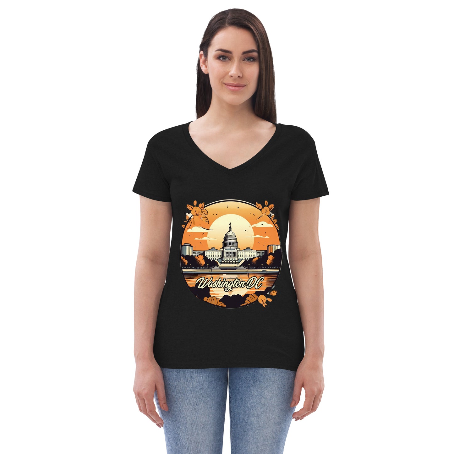 Washington DC Souvenir Women’s recycled v-neck t-shirt