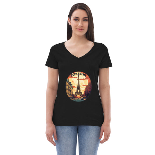 Paris France Souvenir Women’s recycled v-neck t-shirt