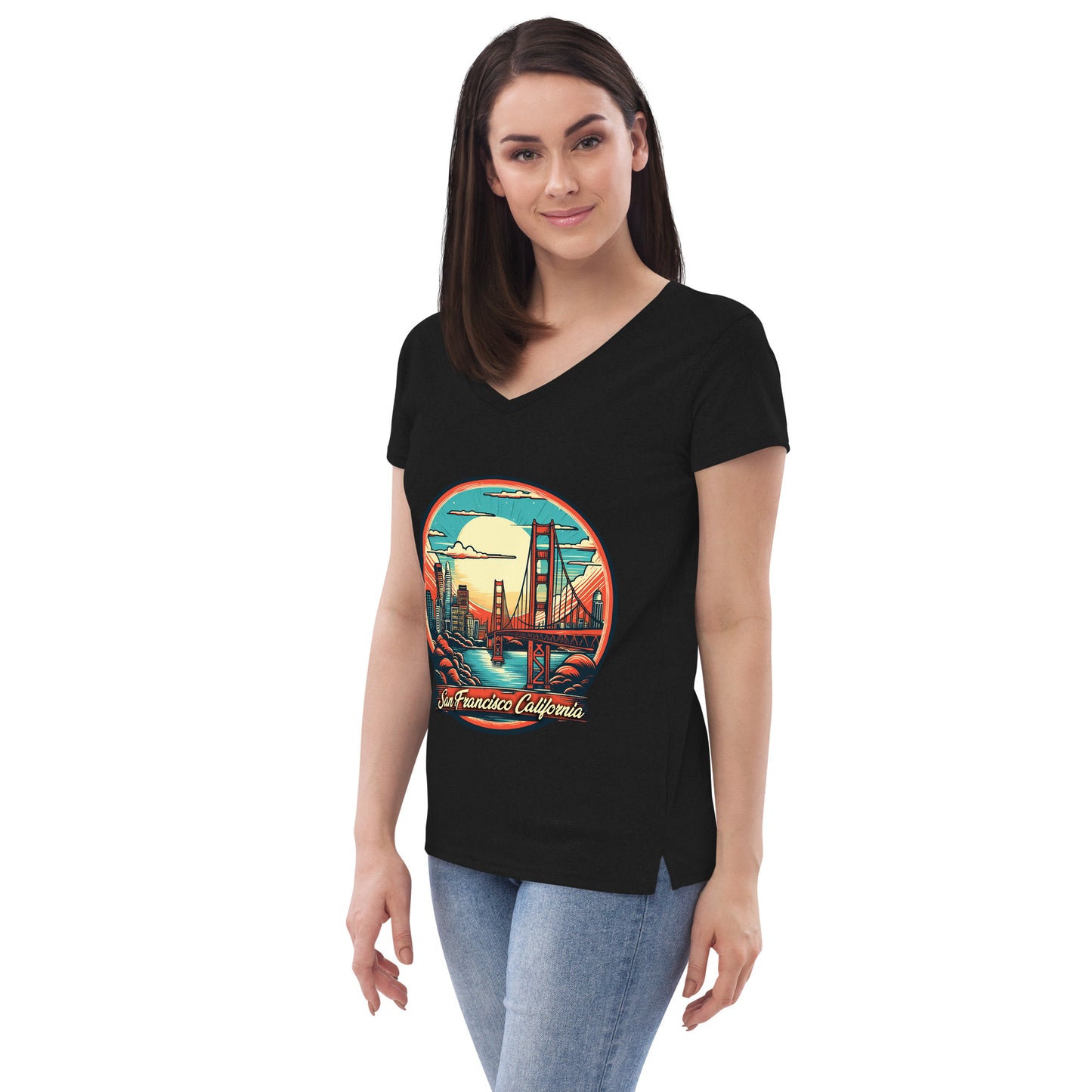 San Francisco California Souvenir Women’s recycled v-neck t-shirt