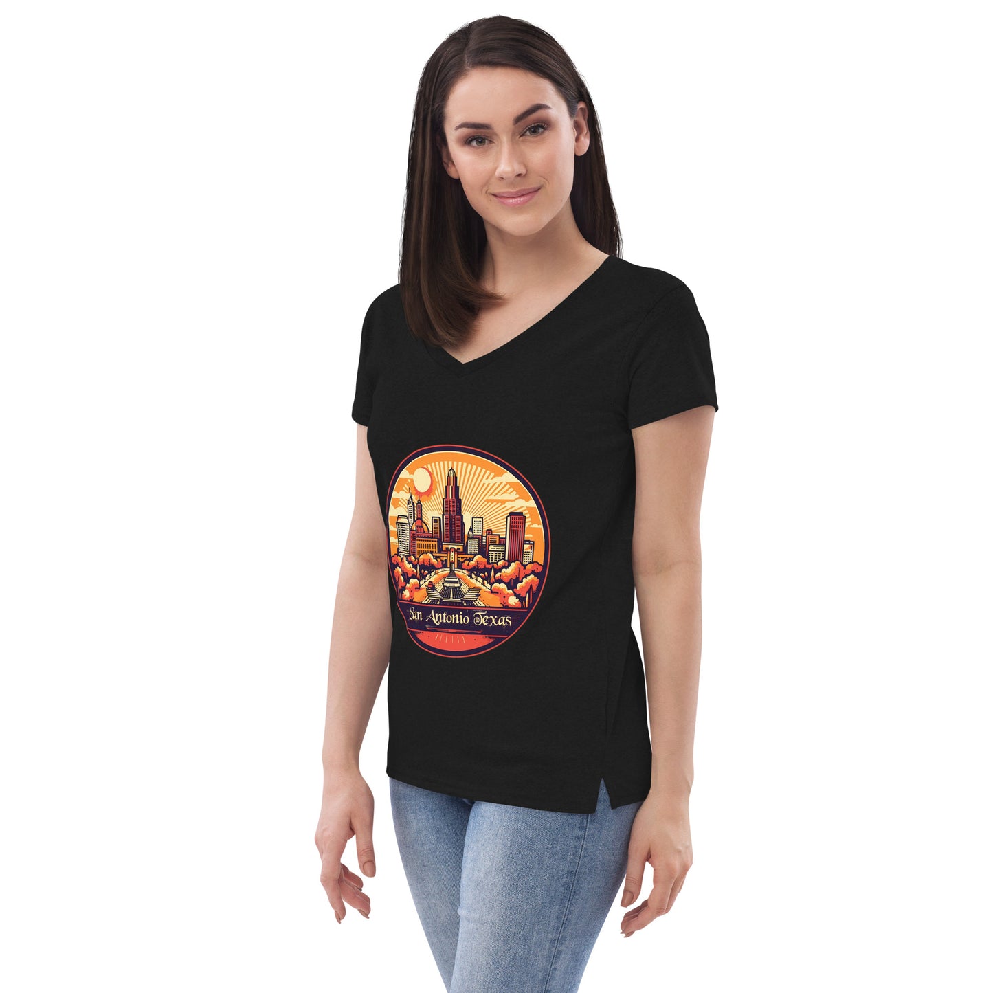 San Antonio Texas Souvenir Women’s recycled v-neck t-shirt