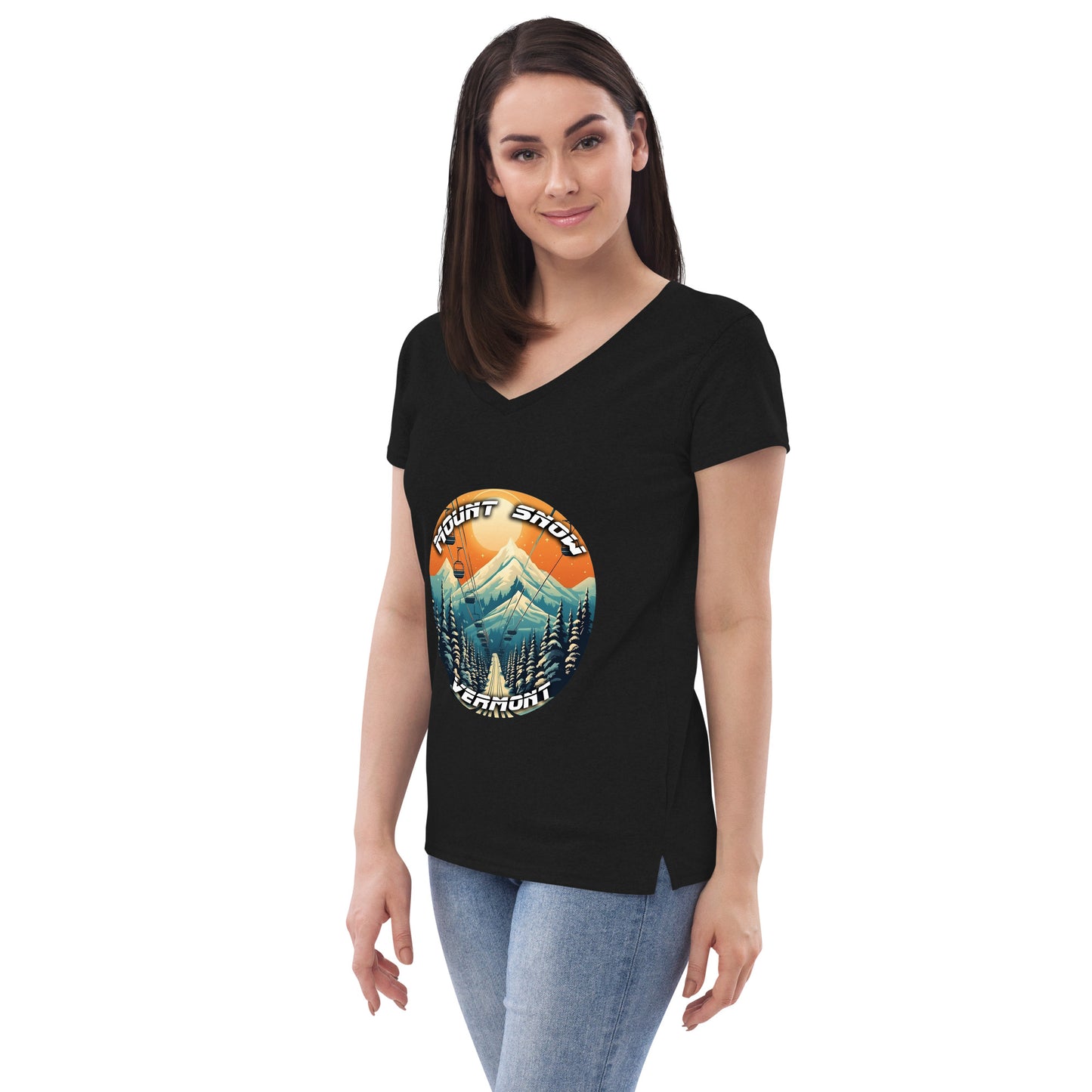 Mount Snow Vermont Souvenir Women’s recycled v-neck t-shirt