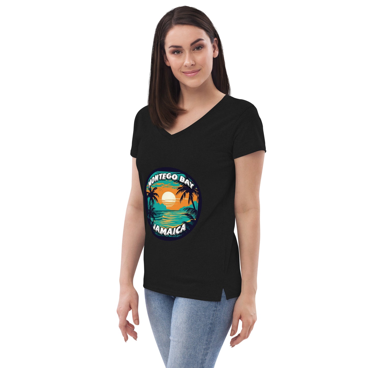 Montego Bay Jamaica Souvenir Women’s recycled v-neck t-shirt