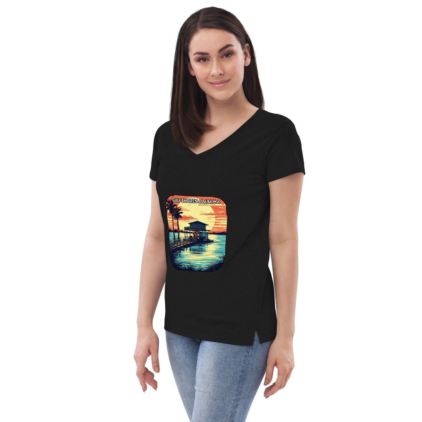 Gulf Shores Alabama Souvenir Women’s recycled v-neck t-shirt