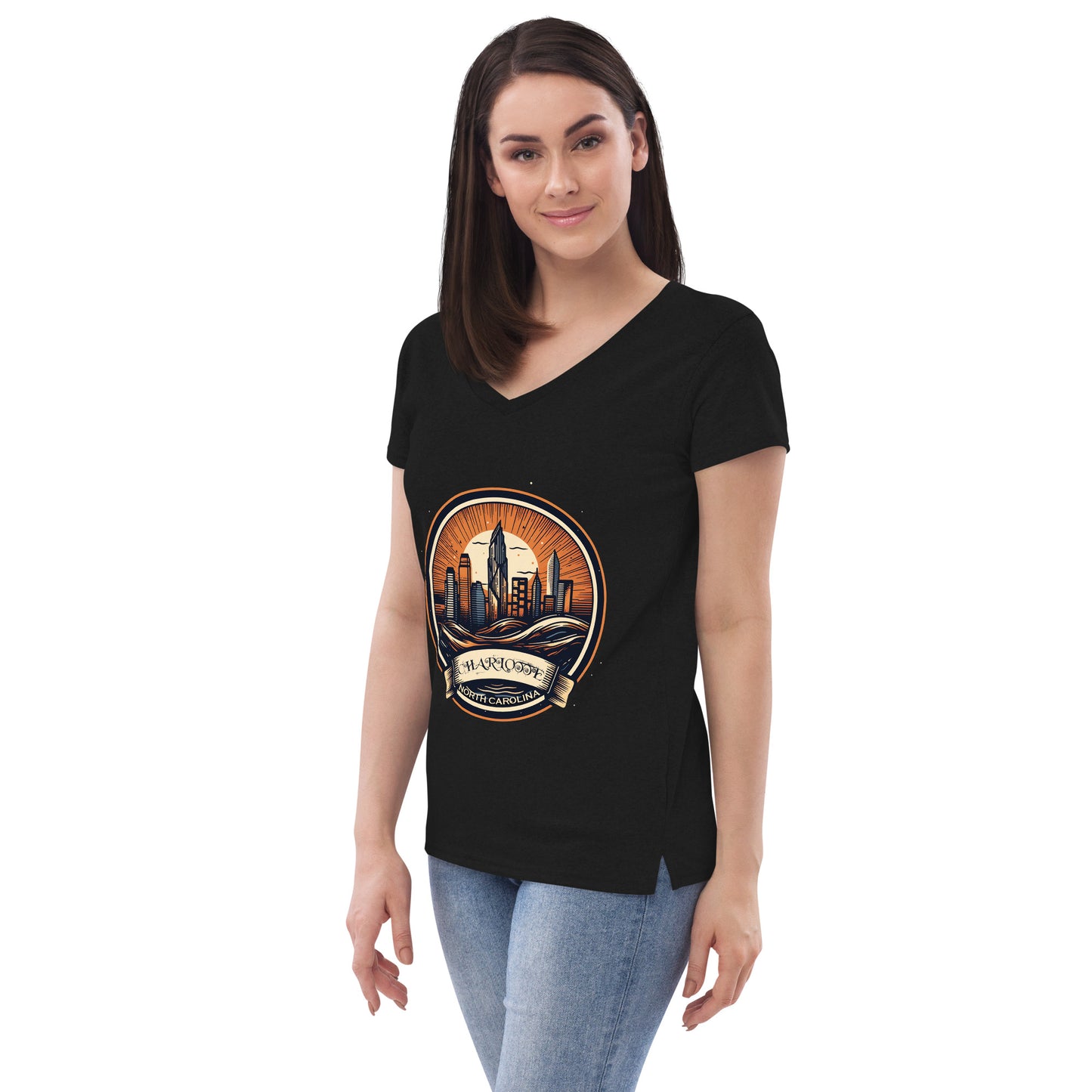 Charlotte North Carolina Souvenir Women’s recycled v-neck t-shirt