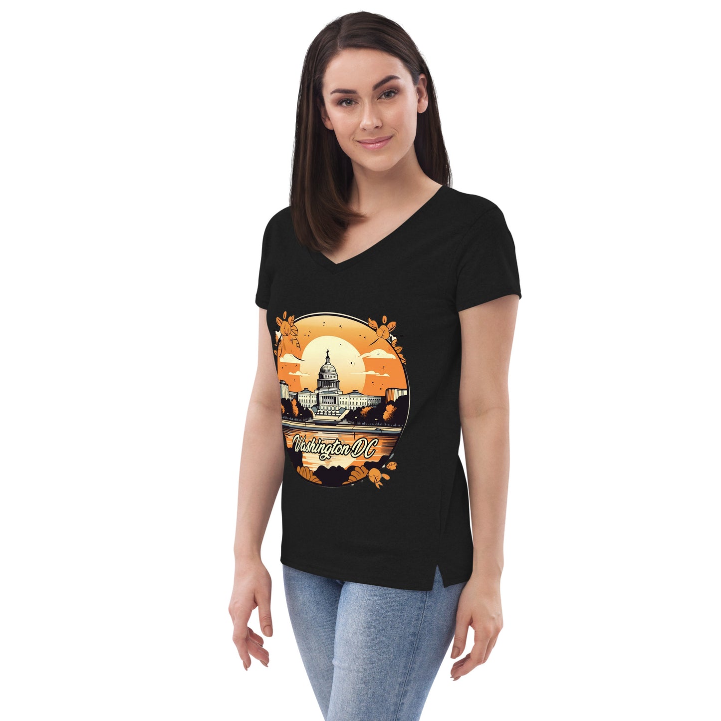 Washington DC Souvenir Women’s recycled v-neck t-shirt