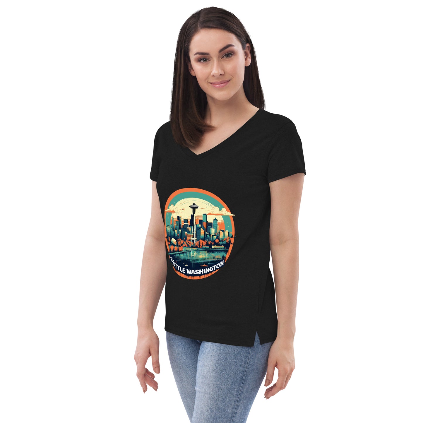 Seattle Washington Souvenir Women’s recycled v-neck t-shirt