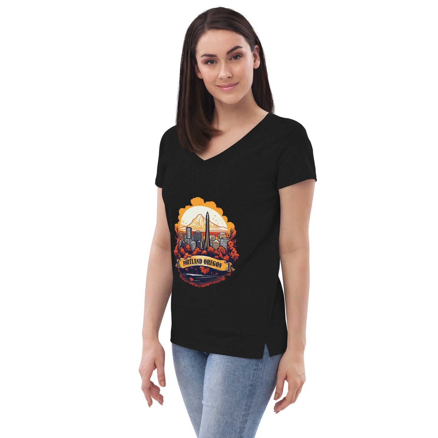 Portland Oregon Souvenir Women’s recycled v-neck t-shirt