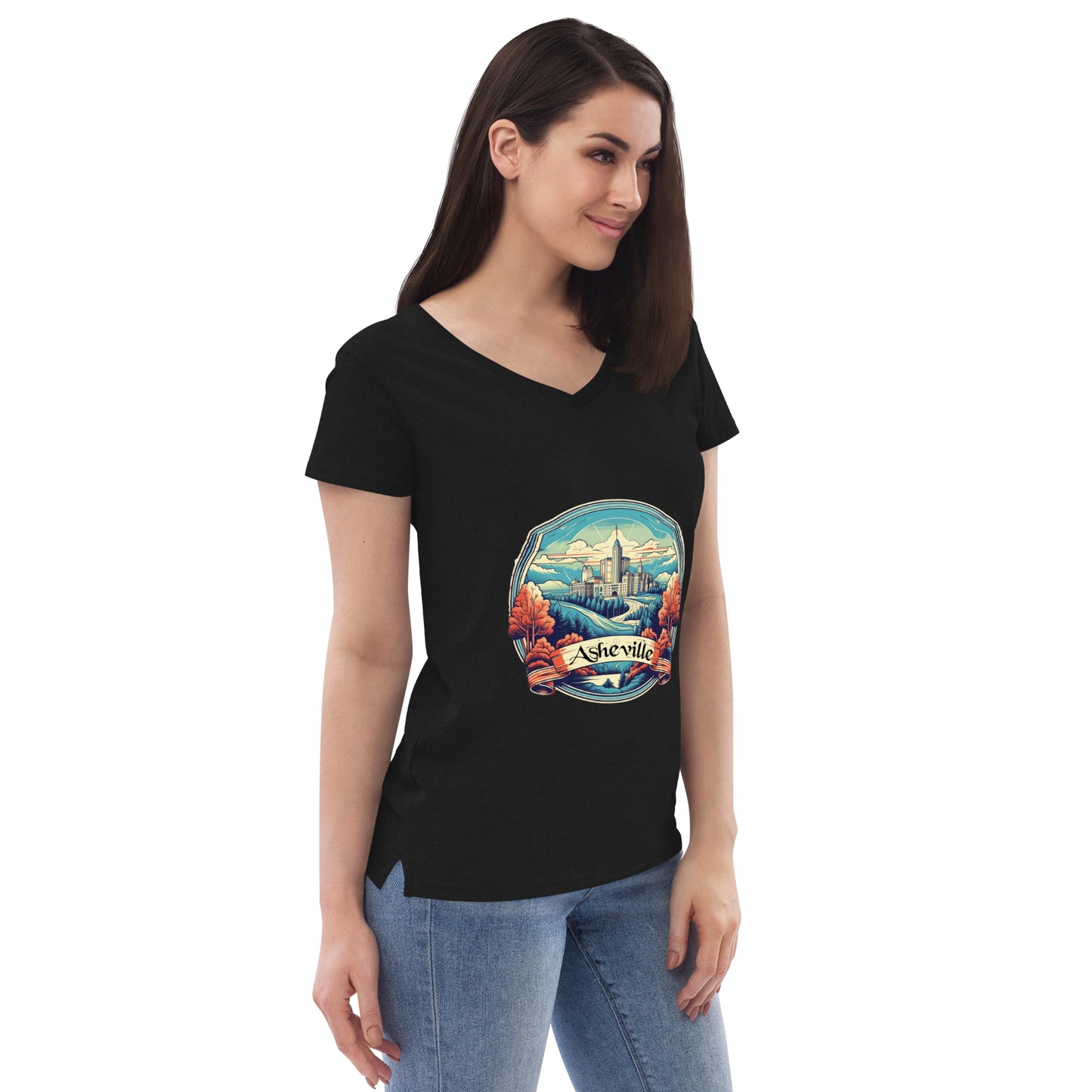 Asheville North Carolina Souvenir Women’s recycled v-neck t-shirt