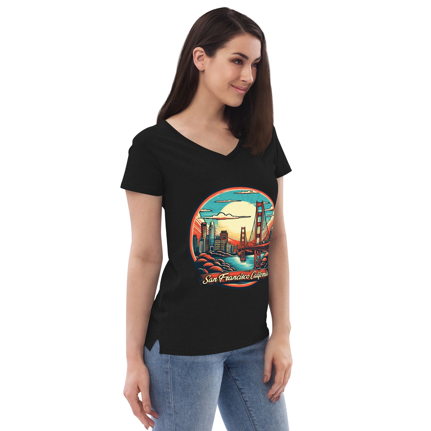 San Francisco California Souvenir Women’s recycled v-neck t-shirt