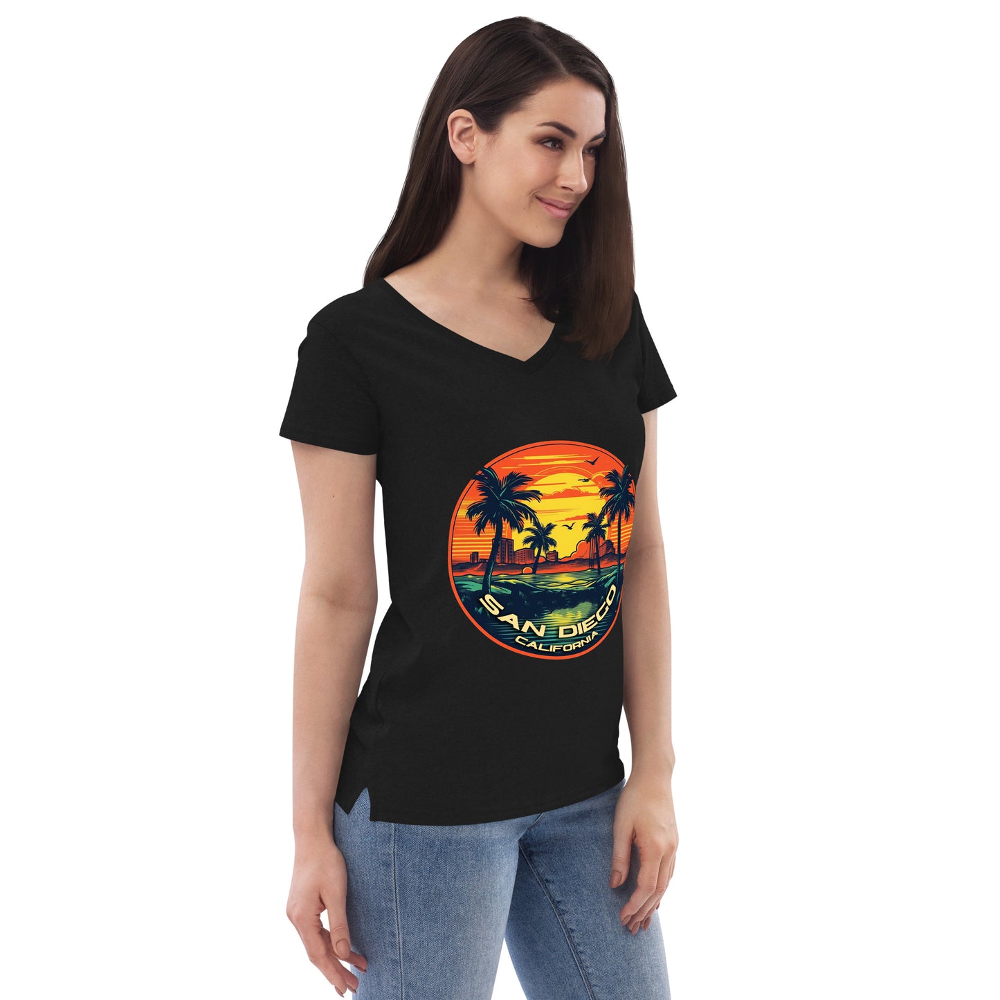 San Diego California Souvenir Women’s recycled v-neck t-shirt