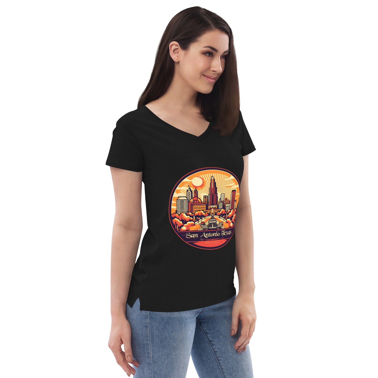 San Antonio Texas Souvenir Women’s recycled v-neck t-shirt