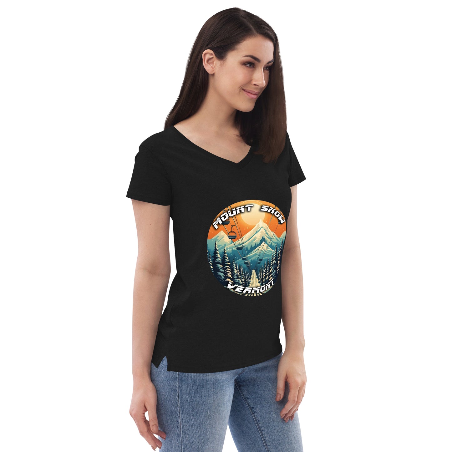 Mount Snow Vermont Souvenir Women’s recycled v-neck t-shirt