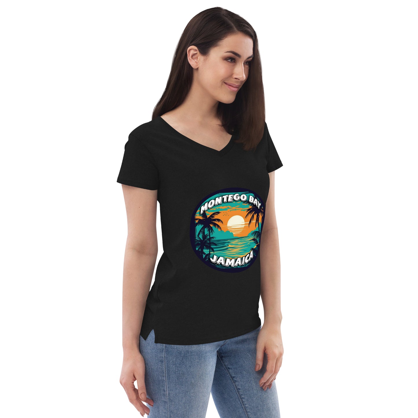 Montego Bay Jamaica Souvenir Women’s recycled v-neck t-shirt