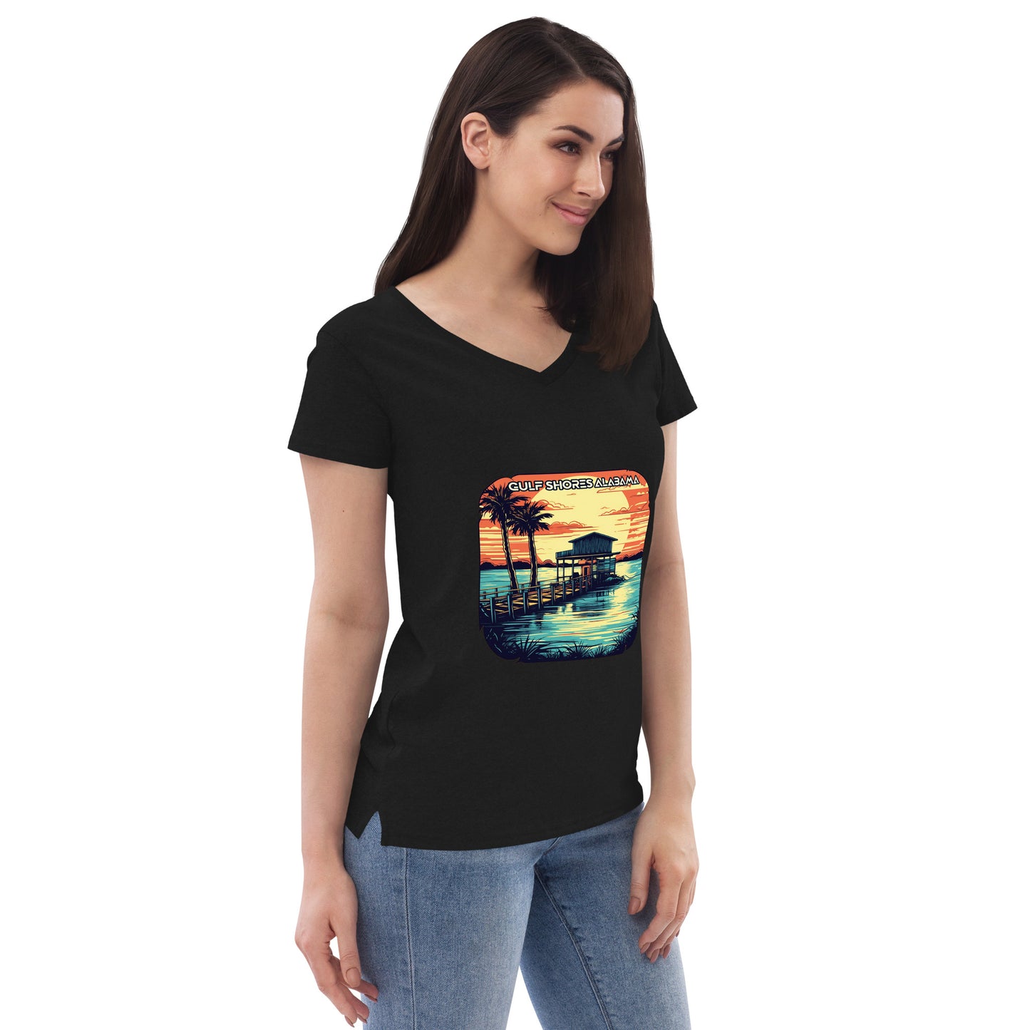 Gulf Shores Alabama Souvenir Women’s recycled v-neck t-shirt