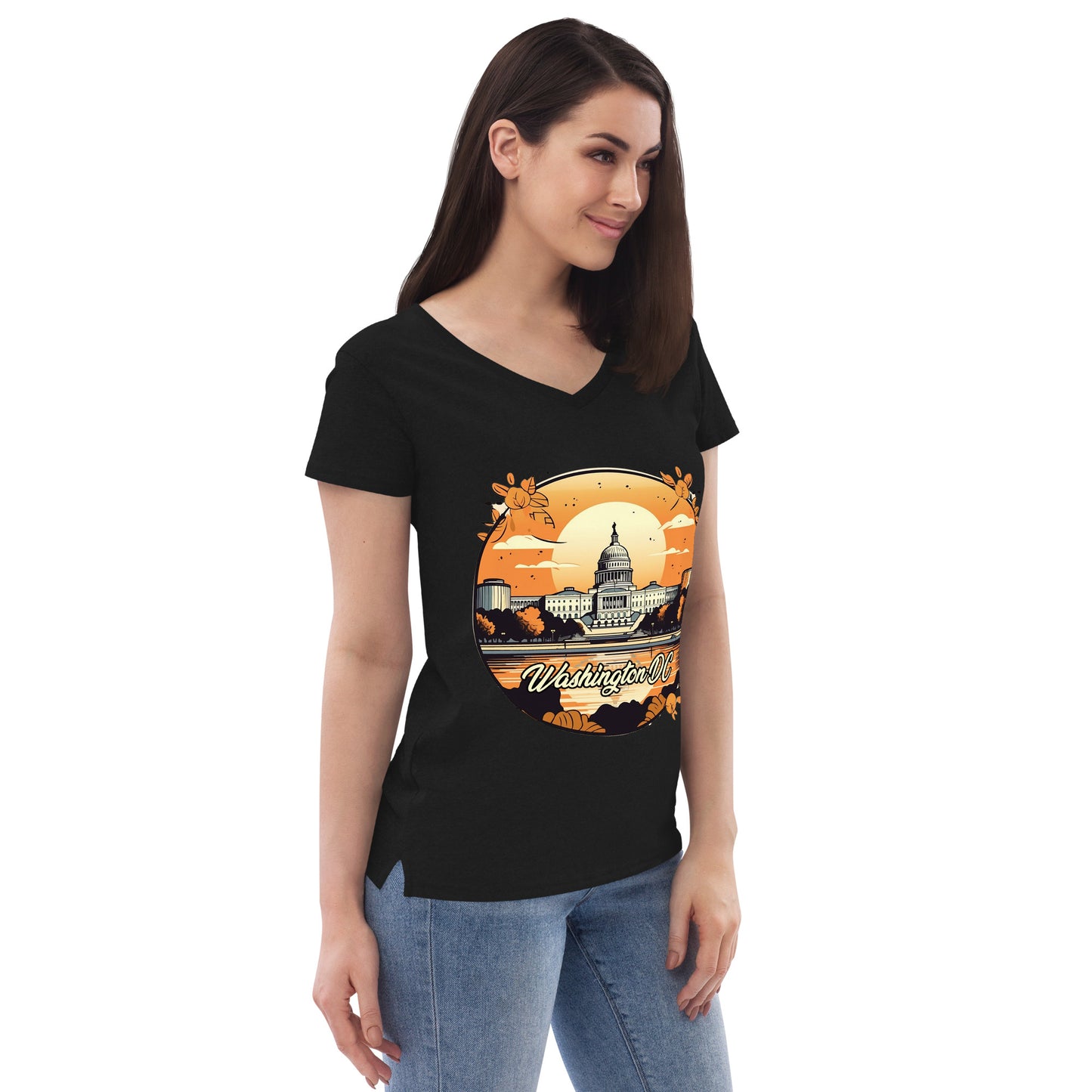 Washington DC Souvenir Women’s recycled v-neck t-shirt