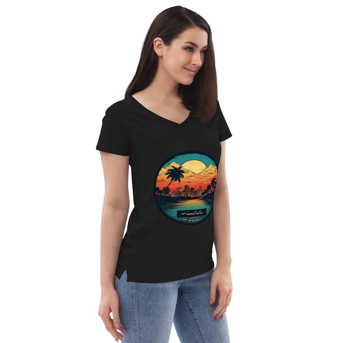 Honolulu Hawaii Souvenir Women’s recycled v-neck t-shirt