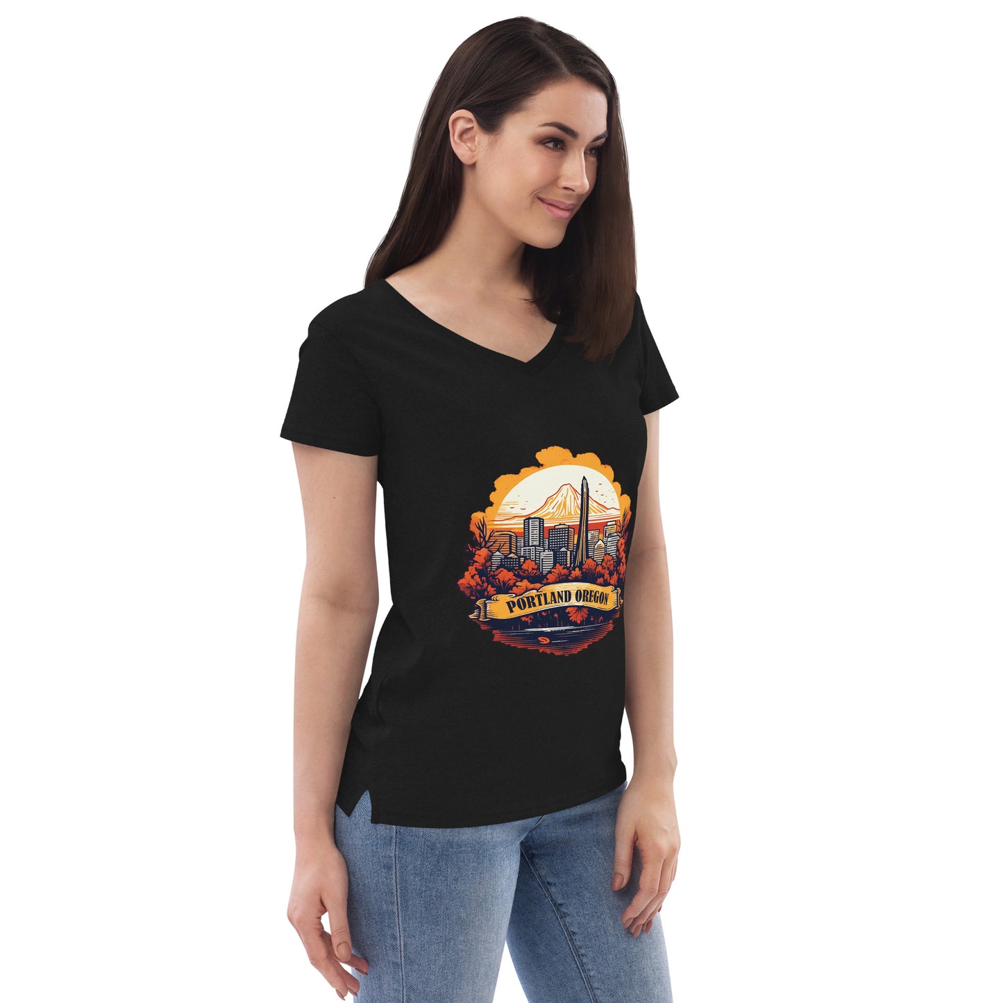 Portland Oregon Souvenir Women’s recycled v-neck t-shirt