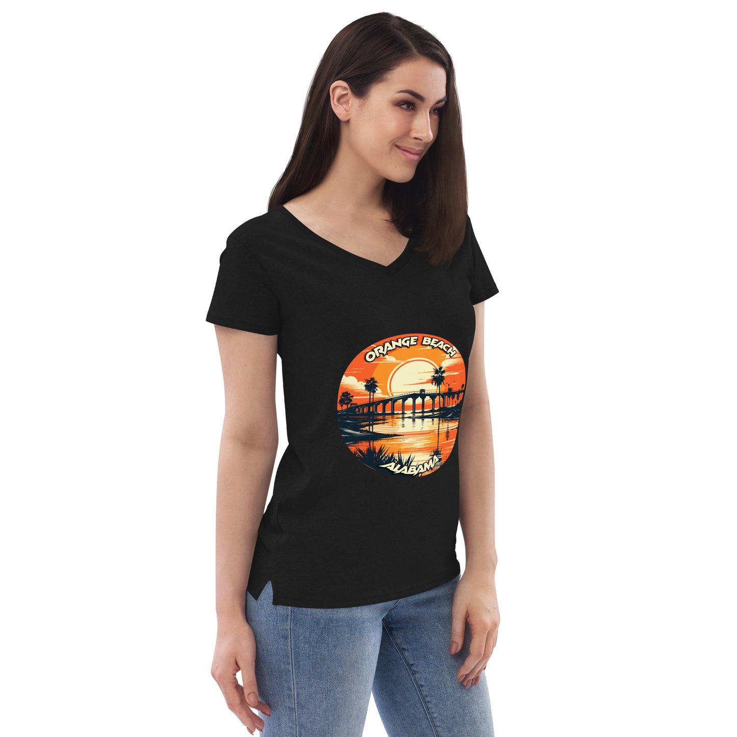 Orange Beach Alabama Souvenir Women’s recycled v-neck t-shirt