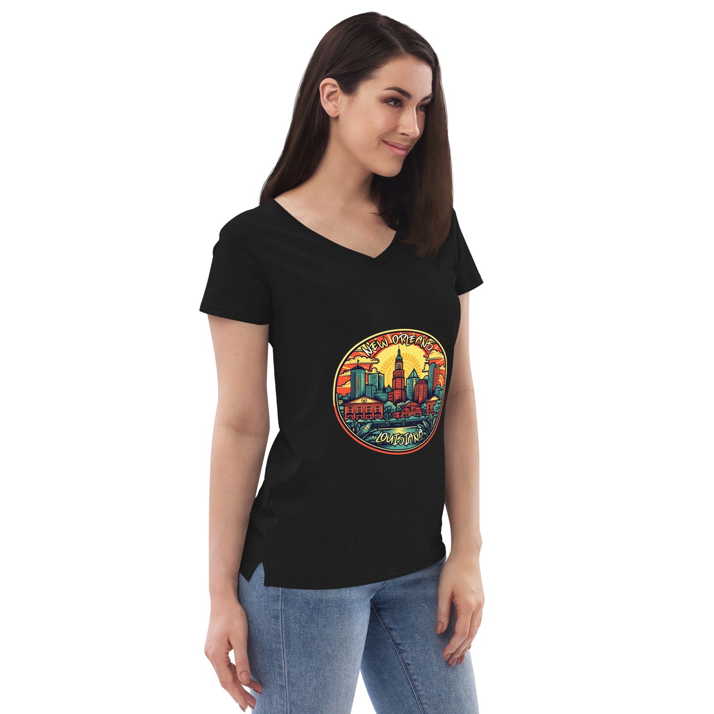 New Orleans Louisiana Souvenir Women’s recycled v-neck t-shirt