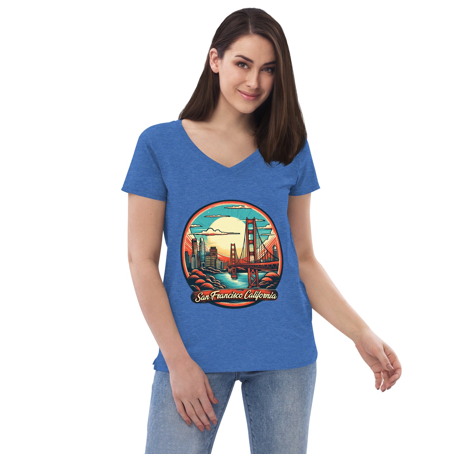 San Francisco California Souvenir Women’s recycled v-neck t-shirt