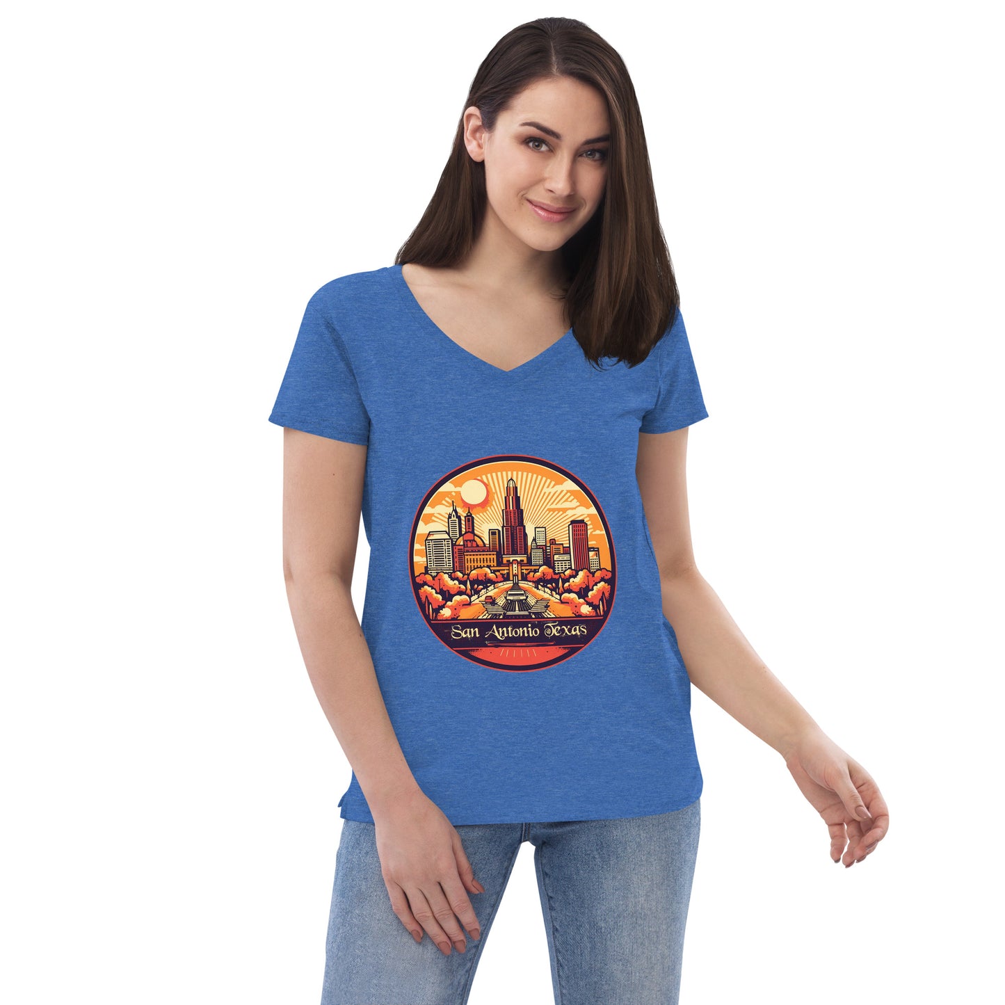 San Antonio Texas Souvenir Women’s recycled v-neck t-shirt