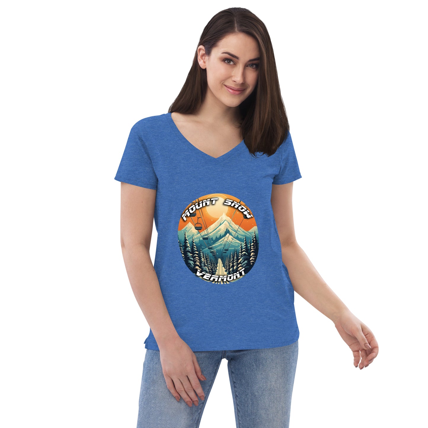 Mount Snow Vermont Souvenir Women’s recycled v-neck t-shirt