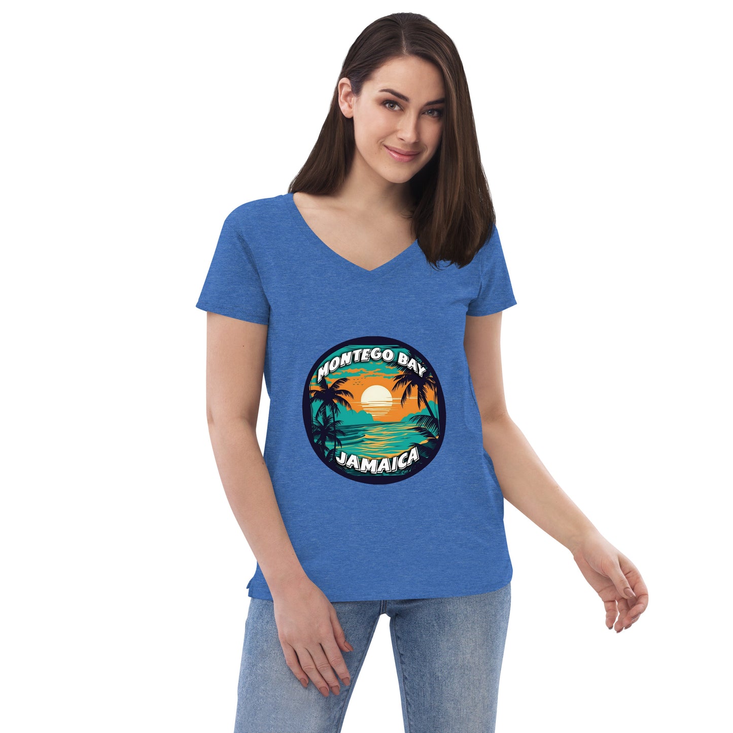 Montego Bay Jamaica Souvenir Women’s recycled v-neck t-shirt