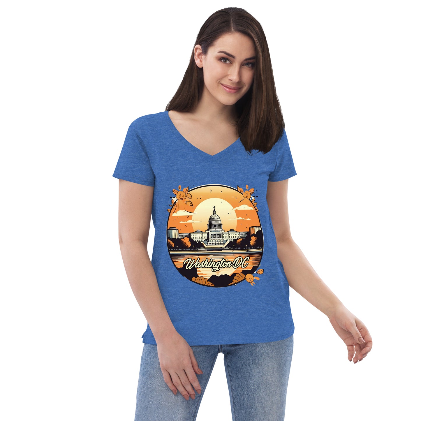 Washington DC Souvenir Women’s recycled v-neck t-shirt