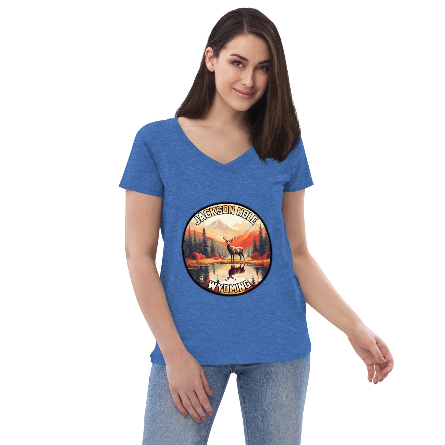 Jackson Hole Wyoming Souvenir Women’s recycled v-neck t-shirt