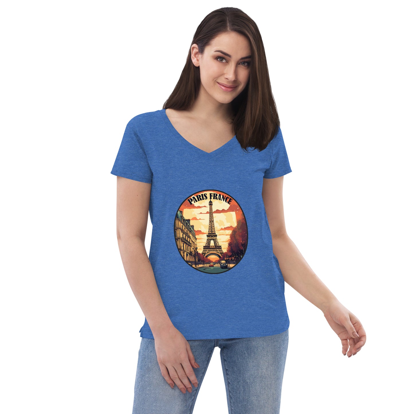 Paris France Souvenir Women’s recycled v-neck t-shirt