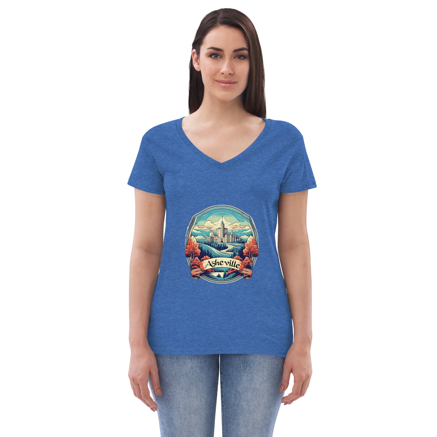 Asheville North Carolina Souvenir Women’s recycled v-neck t-shirt