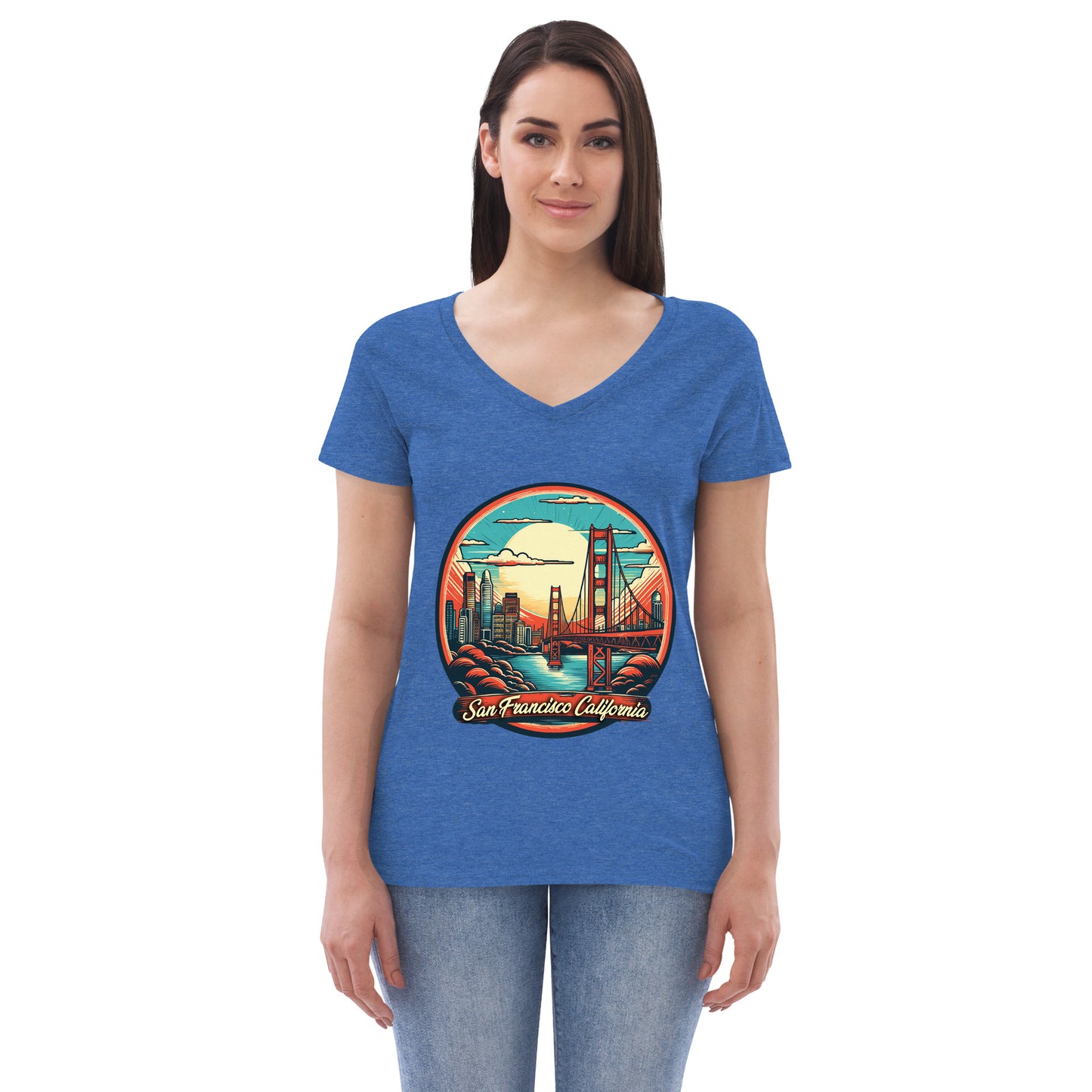 San Francisco California Souvenir Women’s recycled v-neck t-shirt